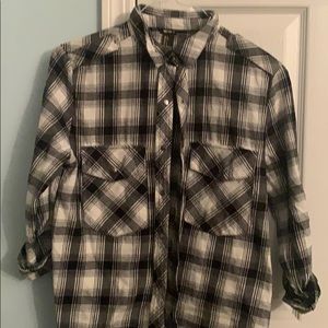 black and white button down